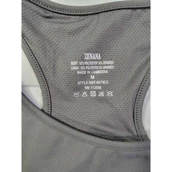 Zenana Sports Bra & Shorts Women Med Charcoal Grey Two Piece Polyester/Spandex - Picture 3 of 8